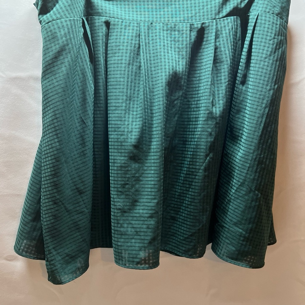 a.n.a Teal Checkered A-Line Skirt